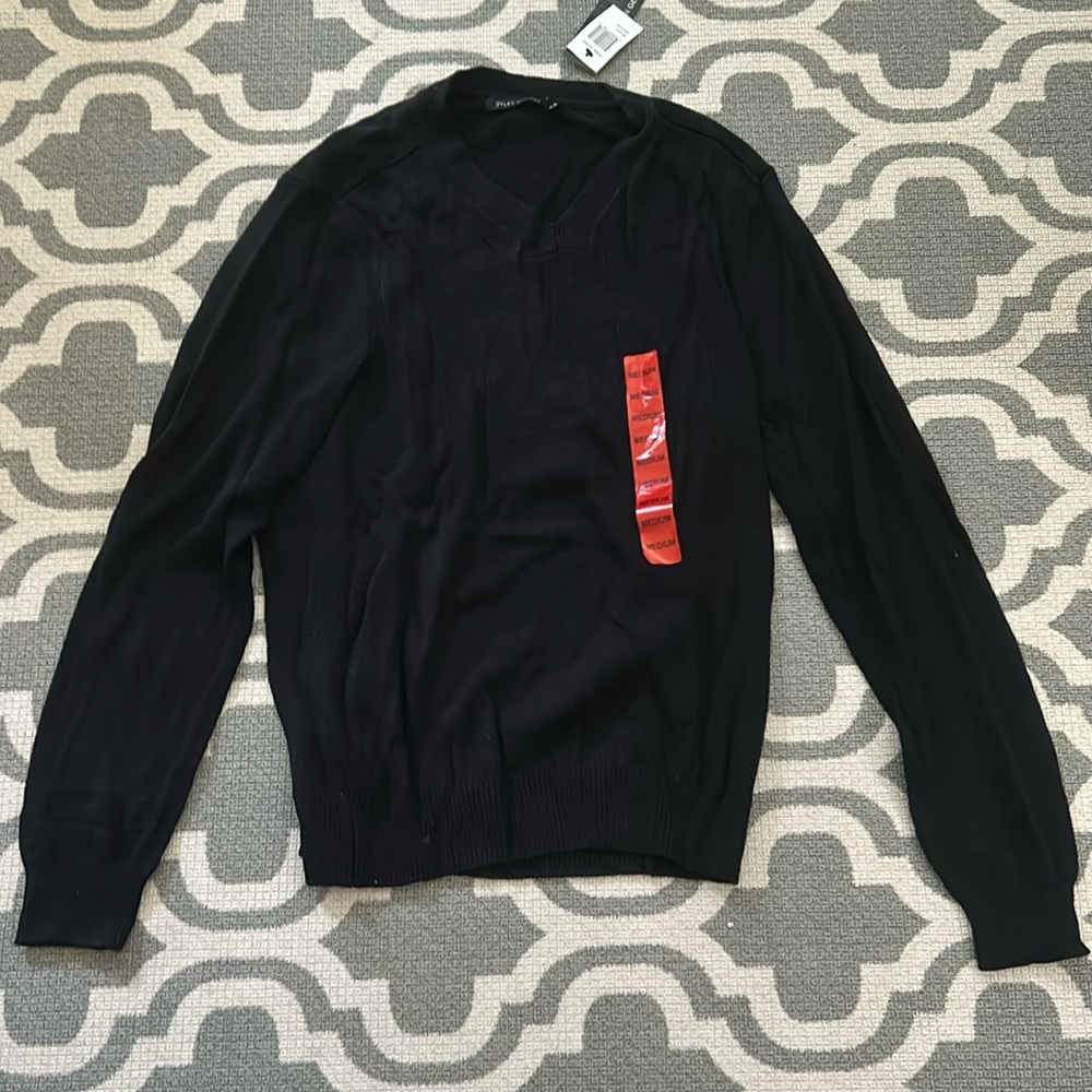 Large Black Dylan George V Neck Sweater NWT